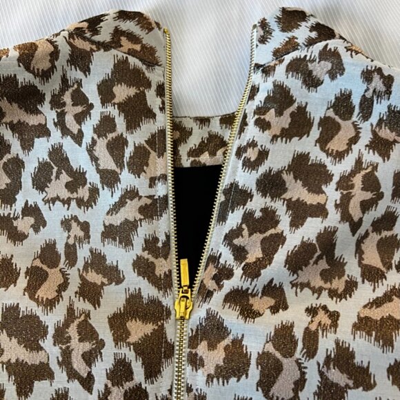 metallic shimmer Leopard Print)Sleeveless Dress - Picture 5 of 7